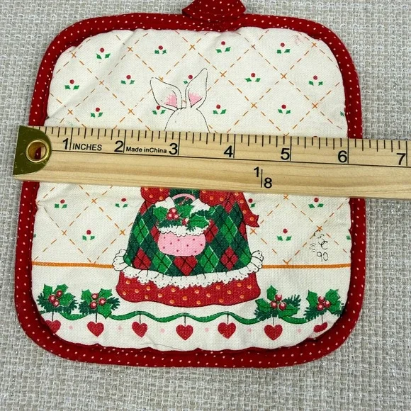 Vintage 1990s CECIL SAYDAH Christmas bunny print Pot Holder‎ - Picture 3 of 6